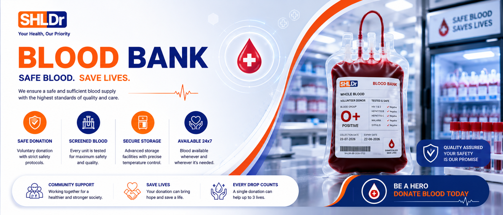 Close-up of the blood donation process